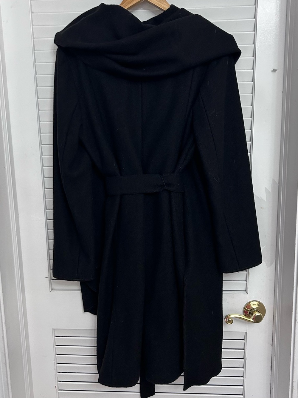 🖤MAKE OFFER🖤 Cole Haan Black Wool Attached Scarf Belted Winter Jacket Coat 8 - Picture 7 of 8